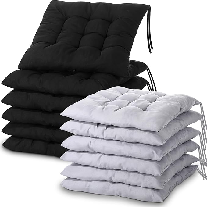 Geetery 12 Pcs Floor Pillows Bulk Seating Cushions for Floor Chair 15.7'' Large Meditation Cushion for Yoga Living Room Tatami Bedroom Balcony Office (Black Grey,Square)