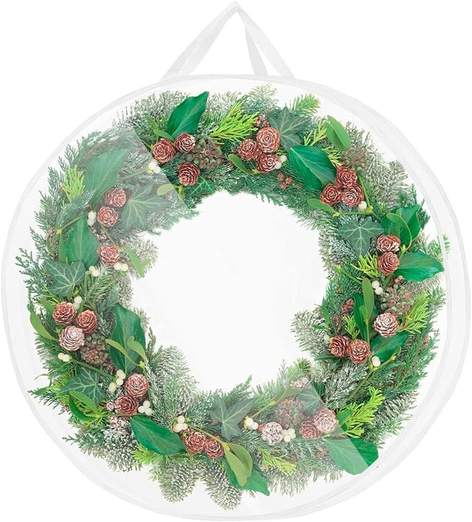 Clear Christmas Wreath Storage Bag with Zippers Door Storage Bag Garlands Storage Bag PVC for Holiday Storage