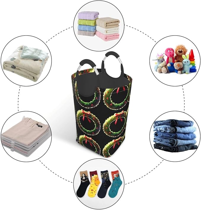 Christmas tree wreath Square storage bag 50L, suitable for multiple scenes, foldable dirty clothes storage basket.