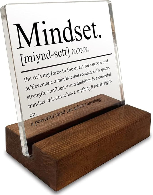 Inspirational Home Office Desk Decor, Motivational Minimalist Decor Art Acrylic Plaque With Wooden Stand Sign Home Office Desk Sign Gift for Women Colleague Friend Cowoker
