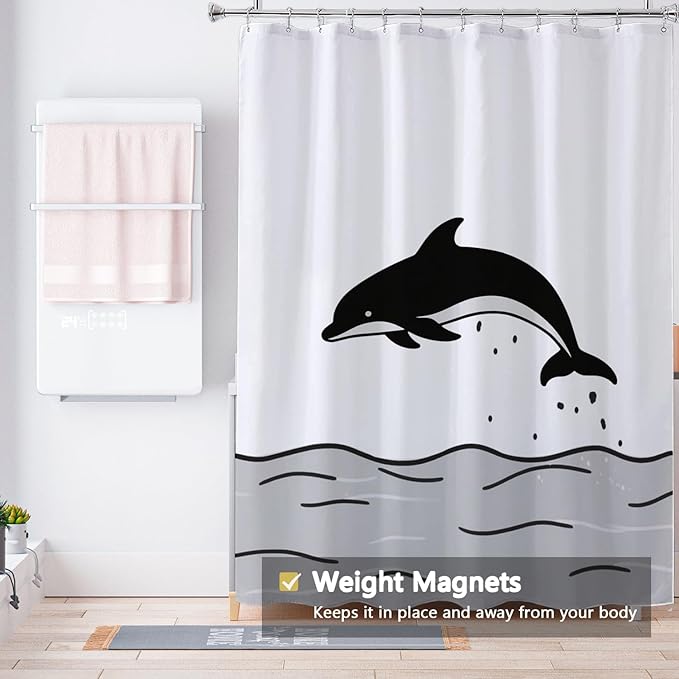 LLSCL Fabric Shower Curtain Liner with Magnets, Waterproof Hotel Quality, 72 x 72 Machine Washable
