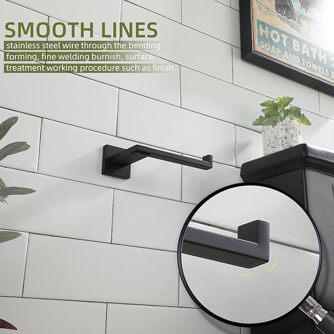 KOKOSIRI Black Toilet Paper Holder for Bathroom Tissue Paper Dispenser Stainless Steel Toilet Roll Holder Hold Mega Rolls Wall Mounted, B2006BK