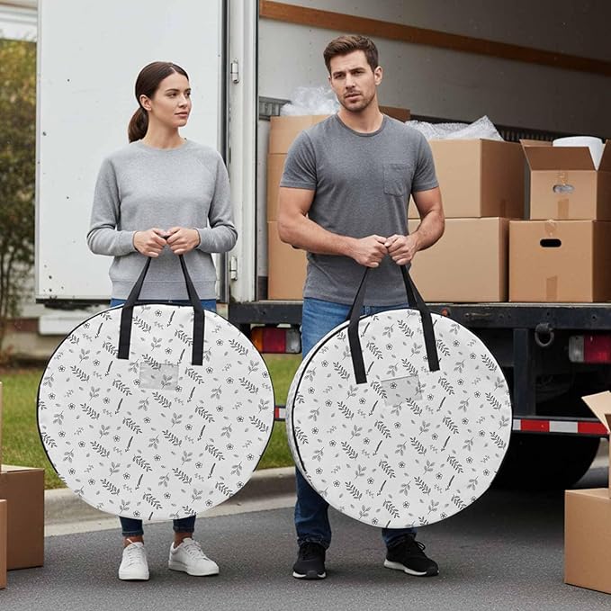 Storage Bag White Wheat Ear Round Storage Totes Bins Closet Organizers with Zippers & Handle Floral Leaf Plant Clothes Storage Container for Bedroom Dorm Space Saving Packing Supplies Moving Bags