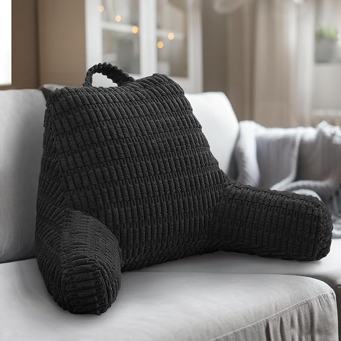 Reading Pillows for Sitting in Bed Adult, Back Rest Pillow for Sitting Up in Bed and Couch, Back Support Chair Pillow Support for Adult Backrest Pillows for Reading (Black 21 Inch)