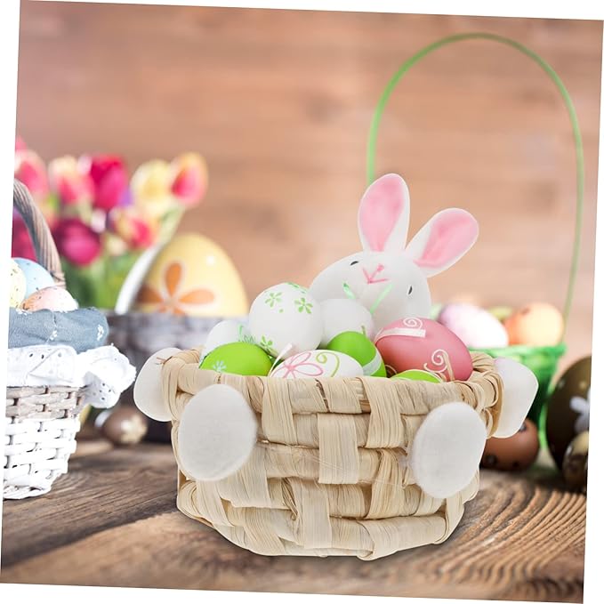 PRETYZOOM Easter Bunny Storage Basket Adorable Straw Woven Basket for Home Decor Random Color for Living Room Boys and Girls Room Garden and Easter Celebrations