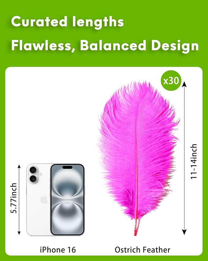 30pcs Rose red Ostrich Feathers Natural Bulk 11-14inch(28-35cm) Vase Craft Wedding Home Party Centerpieces Christmas Day Decoration