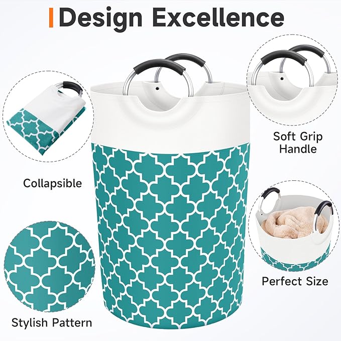 Fabspace Large Laundry Basket Laundry Hamper Bag Washing Bin Clothes Bag Collapsible Tall With Handles Waterproof Travel Bathroom College Essentials Storage For College Dorm, Family (Green)115L