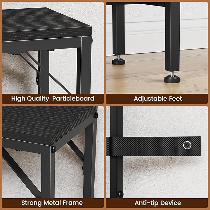 Asgolion Narrow Console Table, 47.2" Long Entryway Table with Storage Basket, Hallway Table, Mordern Industrial Sofa Tables for Living Room, Bedroom, Foyer, Office, Anti-tip Kit, Black