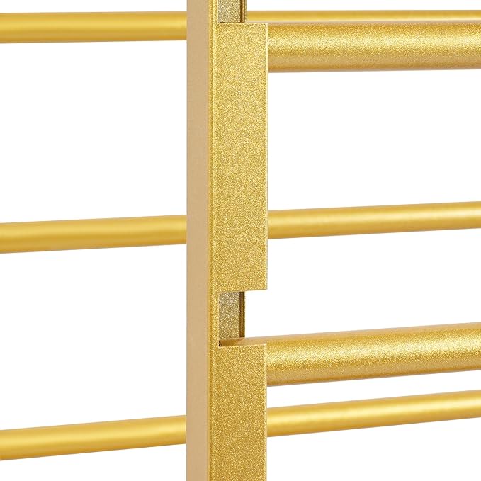 Mobile Ribbon Holder Double-Sided Ribbon Organizer Rack with 16 Hanging Rods Multifunctional Flower Wrapping Paper Storage Stand with Lockable Wheels Wrapping Paper Rack (26.38*12.99*59.06in, Gold)