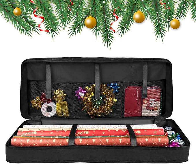 Wrapping Paper Organizer - Under Bed Storage For Bows - Christmas Organizer For Home Birthday Decoration Tapes Adhesive Tapes