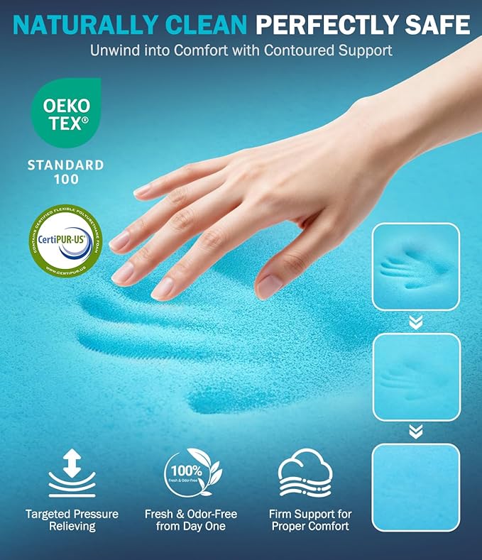 Dual Layer 4 Inch Memory Foam Mattress Topper Full Size, 2" Cooling Gel Memory Foam & 2" Pillow Top Bed Topper, Medium Firm Mattress Cover for Pressure Relief, Deep Elastic Pocket, White