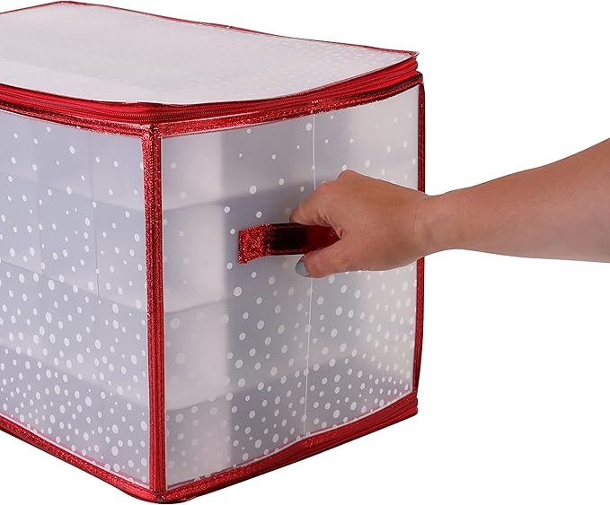 Simplify Ornament Storage Organizer | Storage | Fits 112 Ornaments | Zipper Closure | Space Saving | Easy to Use | Red | Light Weight | Dimensions 11.81 x 20.67 x 11.81