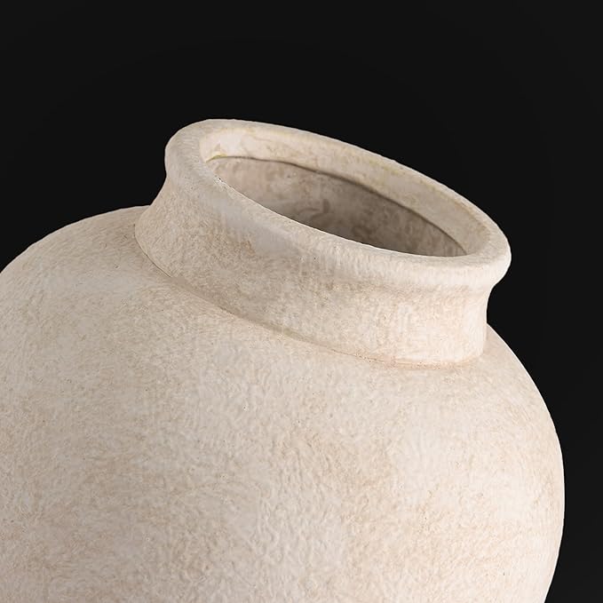 Ceramic Flower Vase, 6 Inch Small Rustic Farmhouse Vase Decorative Vases Home Decor Short Pottery Vases for Table Living Room Entryway Mantel Bookshelf Bedroom Bathroom Kitchen - Rustic