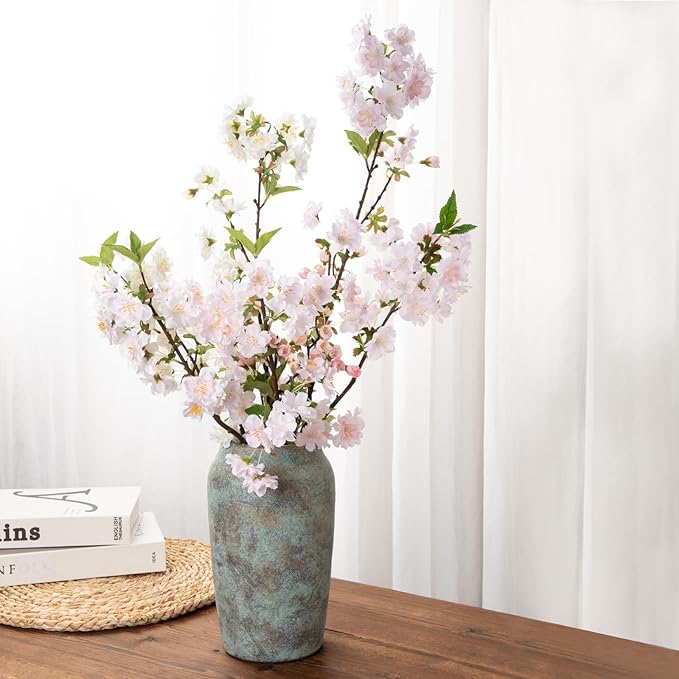 Briful Rustic Vintage Ceramic Vase, 9.06'' Farmhouse Table Decor with Wide Mouth, Large Decorative Vase for Home Decor, Living Room, Entryway & Shelf Styling, Patina