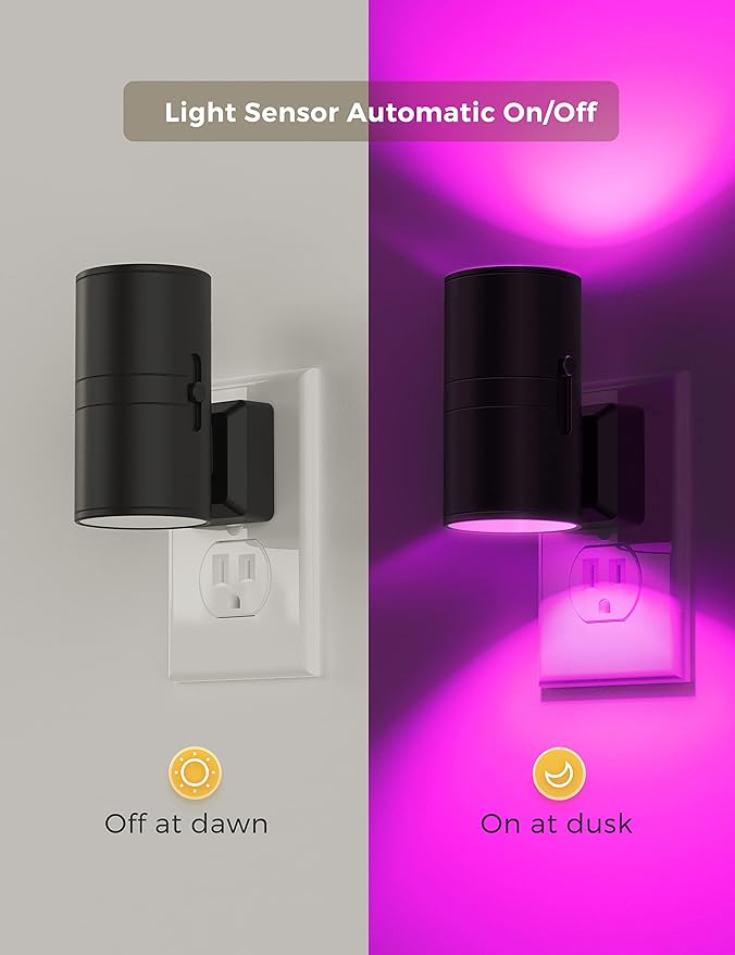 L LOHAS LED Night Light, Night Lights Plug into Wall, Color Changing Nightlight RGB with Light Sensor, Home Decor for Kids Gifts, Halloween, Christmas, Holiday, Hallway Bedroom Kids Room, 2 Pack