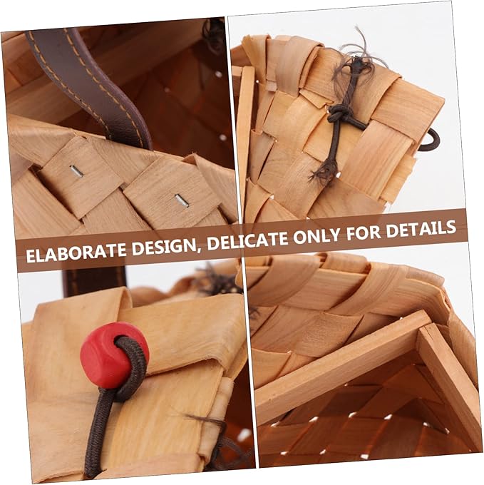 PRETYZOOM Wooden Wrapping Basket Multi-purpose Storage Basket for Presents Decor