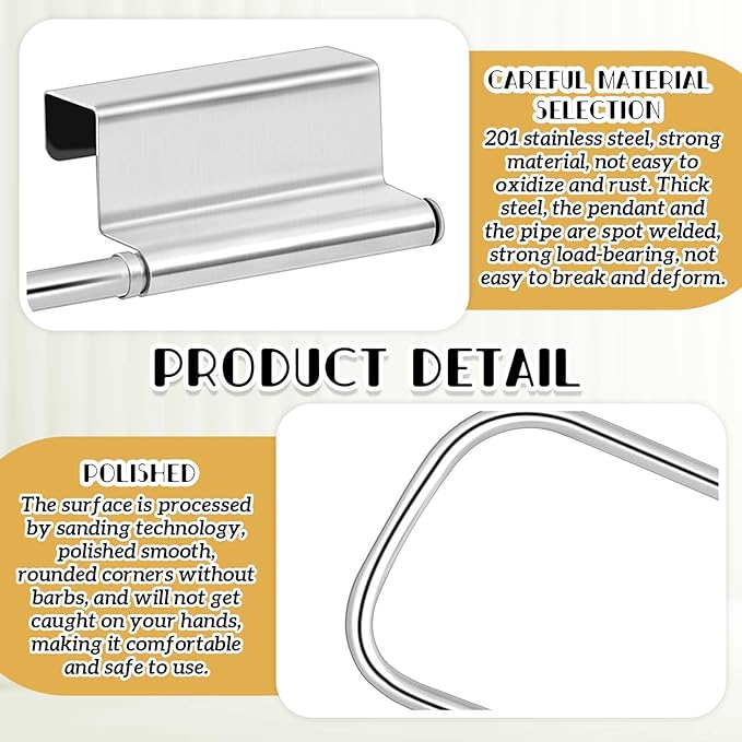 Yaocom 12.4 Inches Cabinet Door Paper Towel Holder Camper Under Sink No Drilling Paper Towel Storage and Dispenser for RV Kitchen Bathroom Laundry Room, Stainless Steel(Silver,2 Pcs)