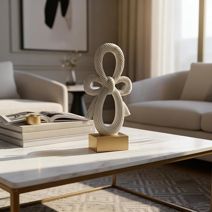 12" Modern Abstract Bowknot Decorative Sculpture, Knot Sculptures,Home Decor,Coffee Table Statues,Shelf Top Decor Aesthetics,Dining Living Room Desk Decor