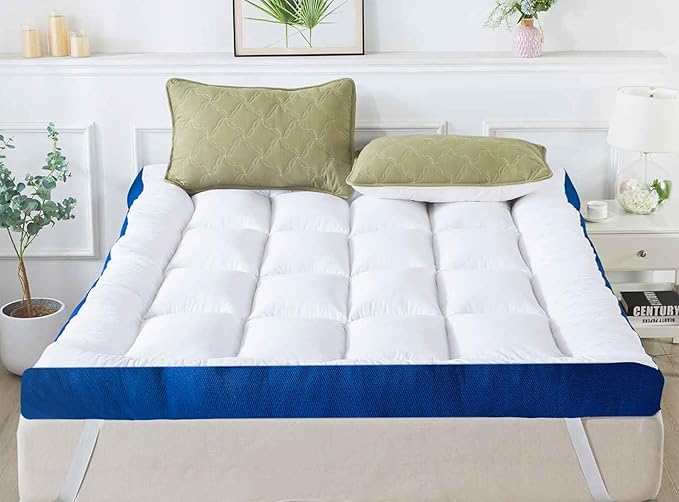 WhatsBedding 5 Inch Twin Mattress Topper for Back Pain Relief, Filled with Breathable & Soft Memory Foam Pillow Top,4 Elastic Straps