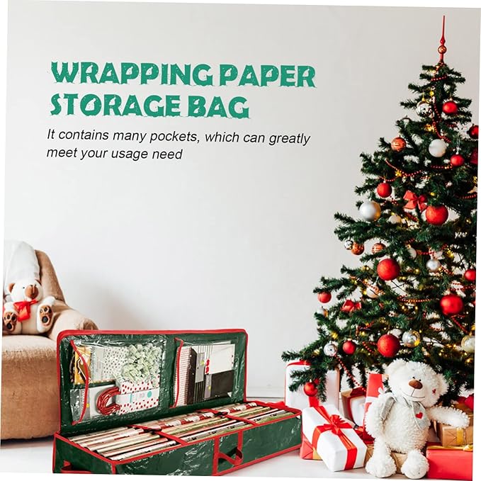 Gift Decoration Paper Storage Bag Wrapping Paper Pouch for Easy Organization Lightweight Tear-Resistant Container for Christmas Closet and Under Bed Storage