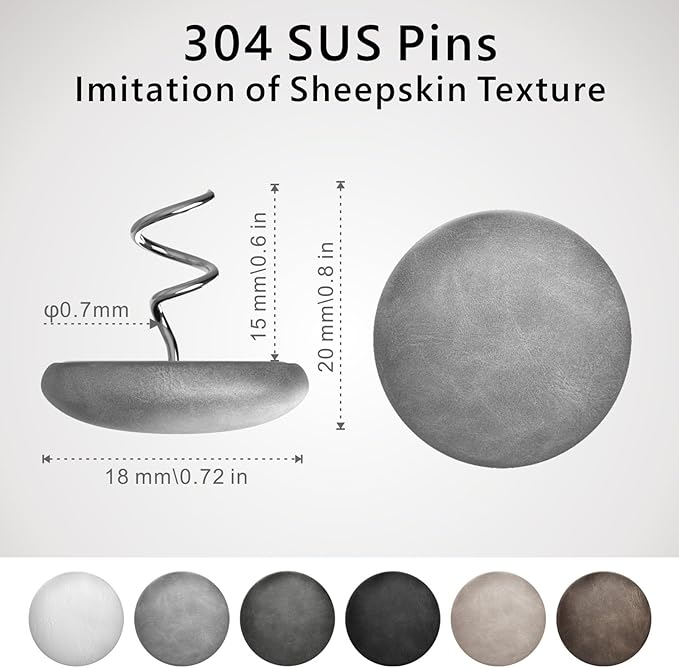 Leather Upholstery Pins for Bed Skirts, Slipcovers, Sofa & Armchair Covers – Secure Furniture Fabric (12, Light Gray)