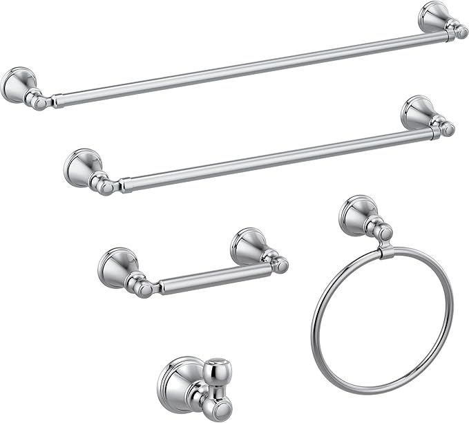 Delta Woodhurst (1-Pack) Toilet Paper Holder Polished Chrome Tissue Roll Holder for Bathroom Organization and Storage Pivoting Toilet Tissue Holder Wall Bathroom Accessories 73250