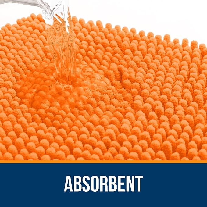 OLANLY Large Bathroom Rugs 70x46, Extra Soft Absorbent Chenille Bath Rugs, Rubber Backing Quick Dry, Machine Washable Bath Mats for Bathroom Floor, Tub and Shower, Home Decor Accessories, Orange