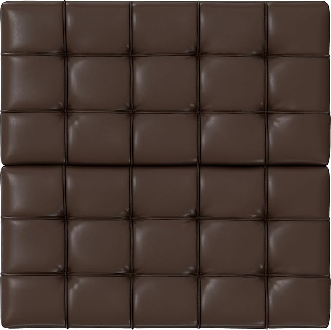 SIMPLIHOME Harrison Small Coffee Table Storage Ottoman - 30 inch Wide Upholstered Vegan Leather Square Lift-Top Ottoman in Chocolate Brown, Transitional Ottoman for Living Room with Hidden Storage
