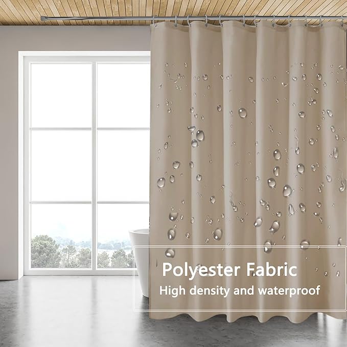 LLSCL Fabric Shower Curtain Liner with Magnets, Waterproof Hotel Quality, 72 x 72 Machine Washable