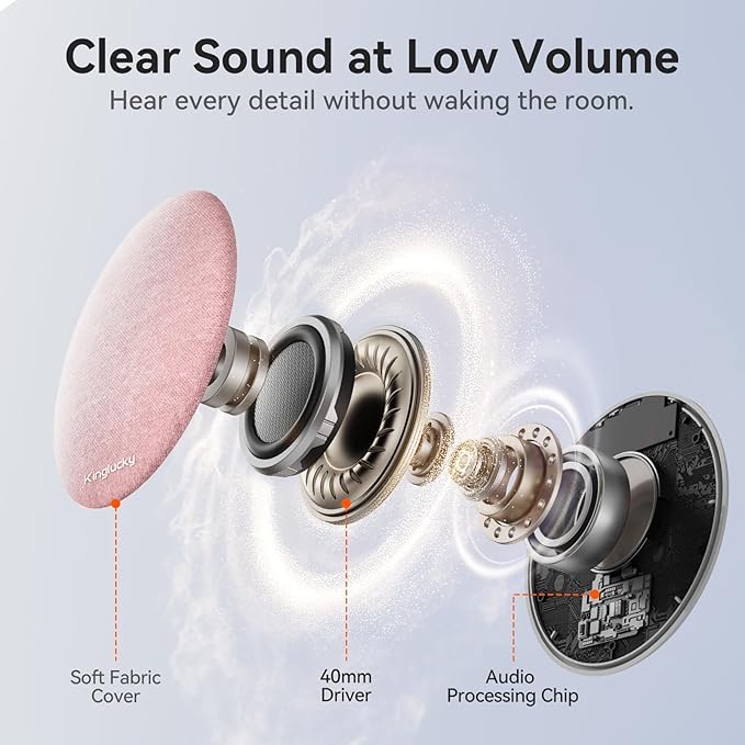 Kinglucky Pillow Speaker for Sleeping, Mini Bluetooth Speaker Under Pillow with Built-in Pink Noise White Noise Sound Machine for Sleeping, Headphone-Free Sleep Speaker for Side Sleeper Pink