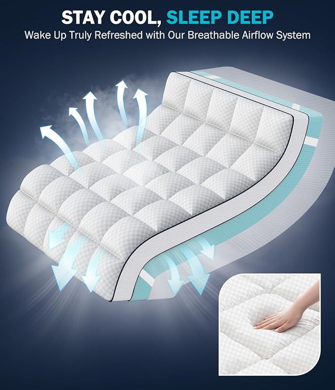 Dual Layer 4 Inch Memory Foam Mattress Topper Twin XL, 2" Cooling Gel Memory Foam & 2" Pillow Top, College Dorm Room Mattress Pad Cover for Back Pain Relief, CertiPUR-US Certified, White