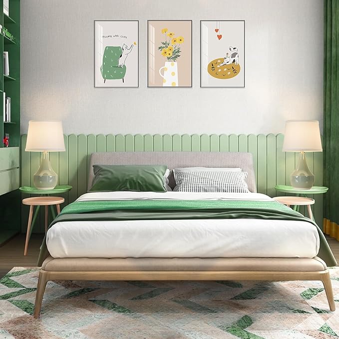 GyroVu 18" Table Lamp Set of 2, Ceramic Table Lamp Classic Beside Lamps Nightstand Lamp Modern Lamp for Living Room, Bedroom & Office Rocker Swtich Sage Green-LED Bulbs Included