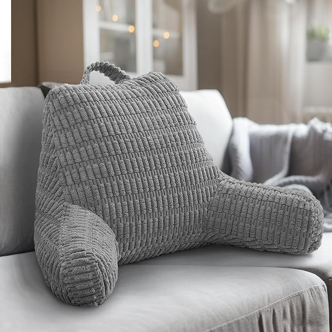 Reading Pillows for Sitting in Bed Adult, Back Rest Pillow for Sitting Up in Bed and Couch, Back Support Chair Pillow Support for Adult Backrest Pillows for Reading (Dark Grey 21 Inch)