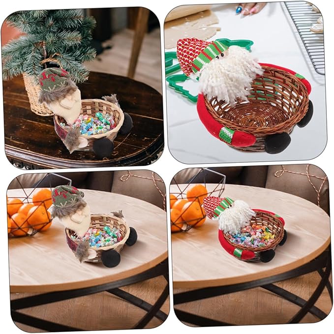 2pcs Christmas Storage Baskets Woven Decorative Baskets for Home Desktop Adornment Multi-Functional Xmas Candy for Retail Office and More Eye-catching Design Versatile Use