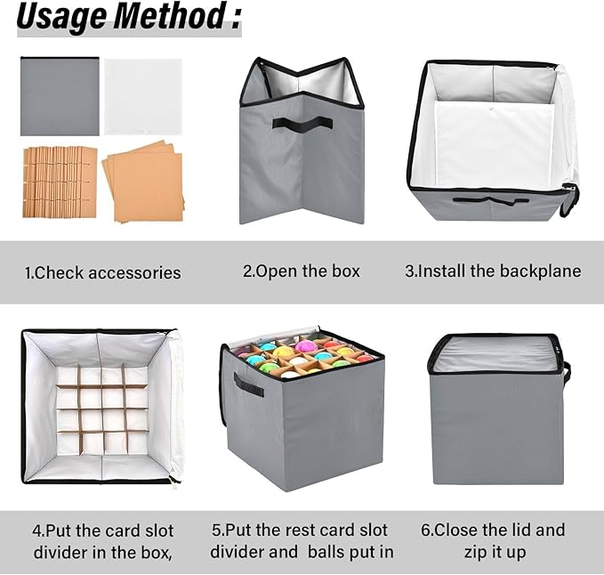 Light Gray Christmas Ornament Storage Basket Box Holiday Storage Container Cube with Adjustable Dividers for 64 Holiday Ornaments or Decorations Keeps Clean and Dry for Next Season