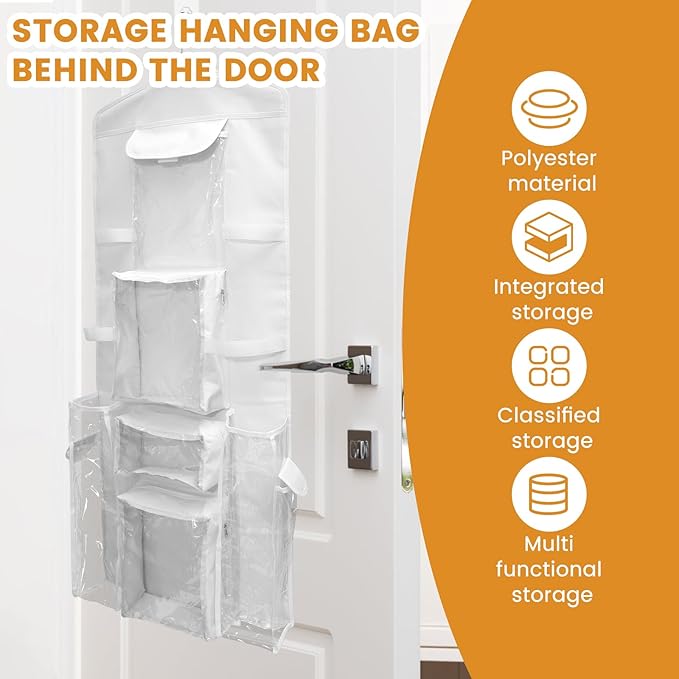 Wrapping Paper Storage - Double-Sided Hanging Wrap Organizer, Compartmental Wrap Organizer Holder, Wrapping Paper Storage Containers, Behind The Door Storage for Kitchen Bedroom Closet (White)