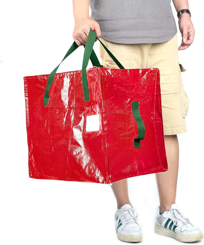 Shappy 6 Pcs Extra Large Storage Bags Jumbo Moving Bags Christmas Ornaments Container Heavy Duty Organizer Storage Bag with Zippers(Red,65 x 30", 24 x 16", 12 x 12")