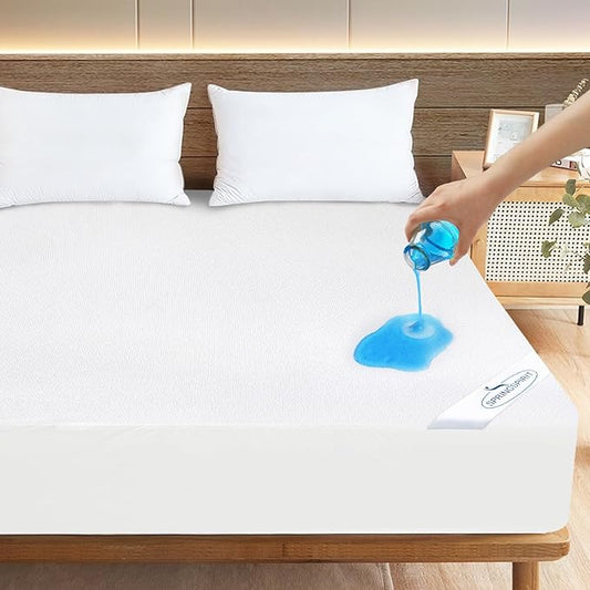 RV King Terry Mattress Protector Waterproof for 72''×80'' up to14'' Depth, Ultra Soft & Breathable Smooth Top Fitted Mattress Cover Skin-Friendly Machine Washable