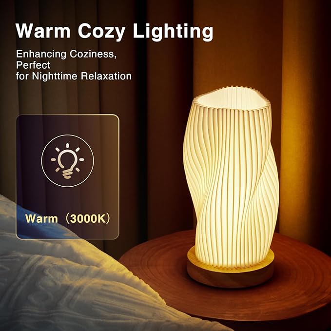 Dawnwake Table Lamp Bedside Lamps for Bedroom, Small Night Stands Desk Lamp, Mood Warm Cozy Lighting, Vintage Boho Cool Mid Century Modern Lamp, Aesthetic Accents Home Room Decor (Warm-A, Medium)