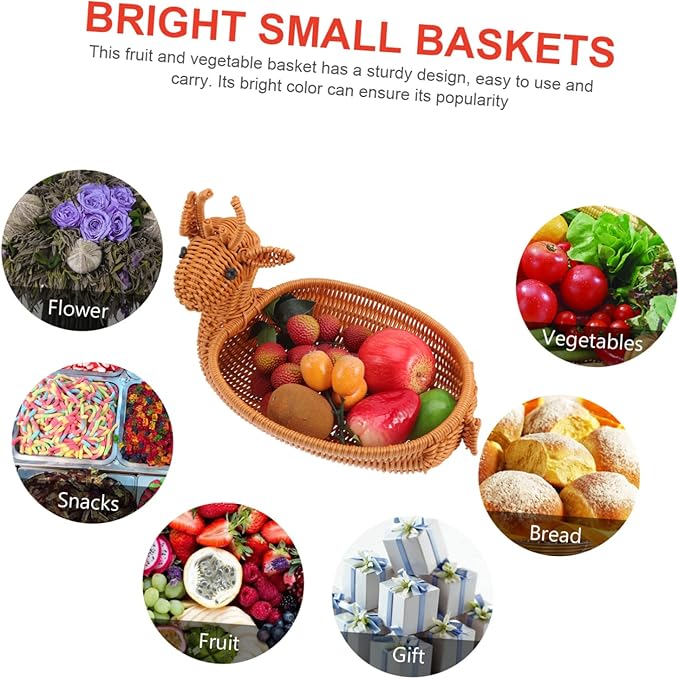PRETYZOOM Christmas Elk Woven Storage Basket for Home Festive Decorative Container for Snacks Candy and Ornaments for Holiday Table Display and Organization