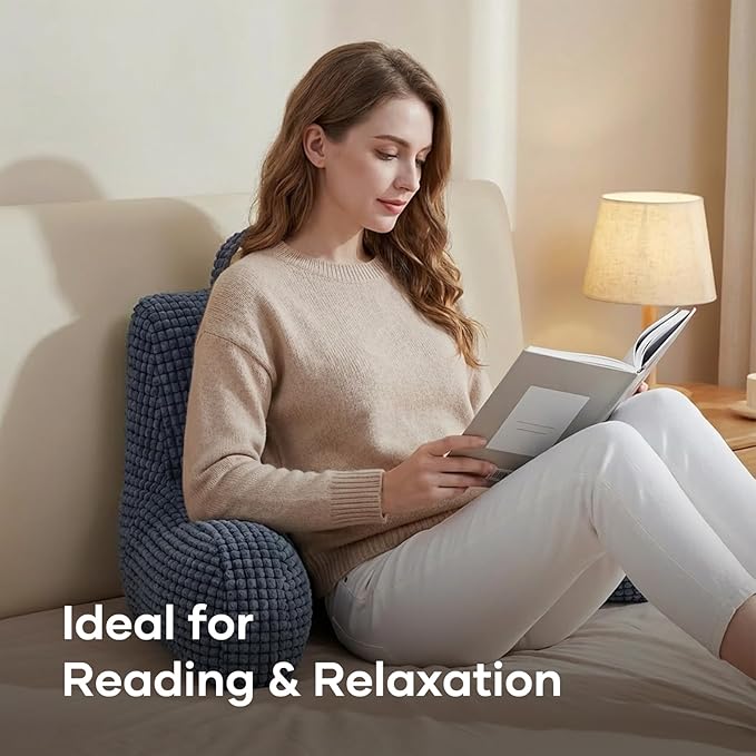 NOONTIDE Reading Pillow with Top Handle,Uniquely Designed Soft Fabric, Ergonomic Back Support for Bed,Cover Washable Sit up Pillow,Watching TV/Gaming/Relaxing(Grey)