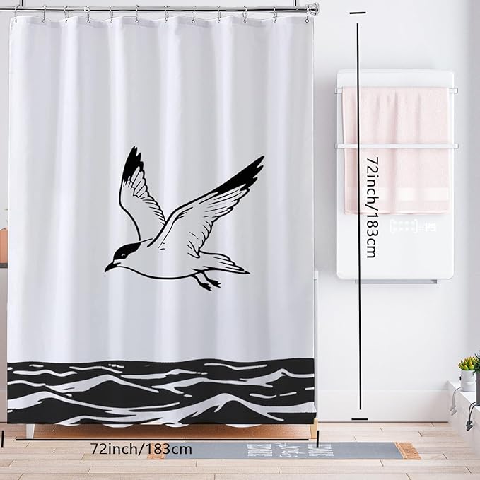 LLSCL Fabric Shower Curtain Liner with Magnets, Waterproof Hotel Quality, 72 x 72 Machine Washable