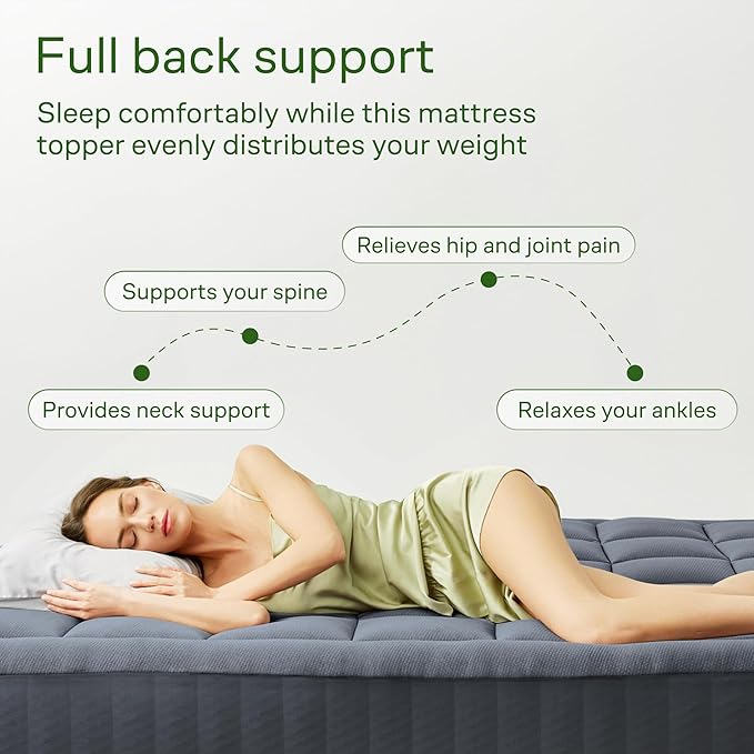 Niagara Ultra Soft Queen RV Size Mattress Topper - Viscose Made from Bamboo Pillow Top Mattress Pad for Back Pain Relief - Naturally Cooling for Hot Sleepers, fits 6-18" Mattress, 600GSM, Gray
