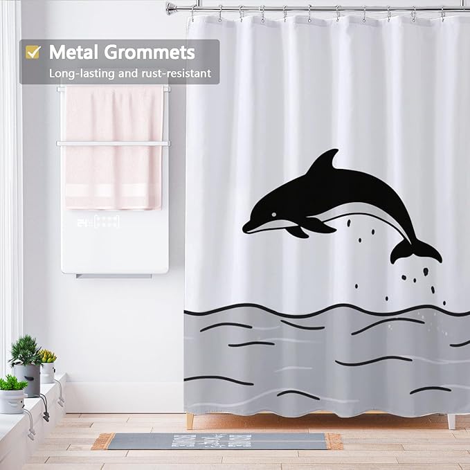 LLSCL Fabric Shower Curtain Liner with Magnets, Waterproof Hotel Quality, 72 x 72 Machine Washable