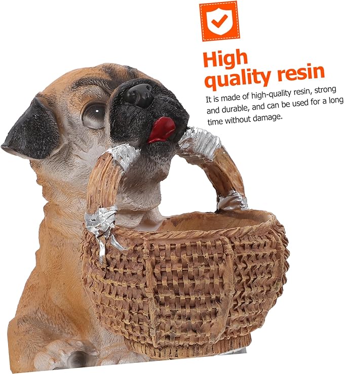 Cute Puppy Resin Key Holder Storage Basket for Home Entryway Decor Creative Dog Figurine Organizer for Keys and Items Unique