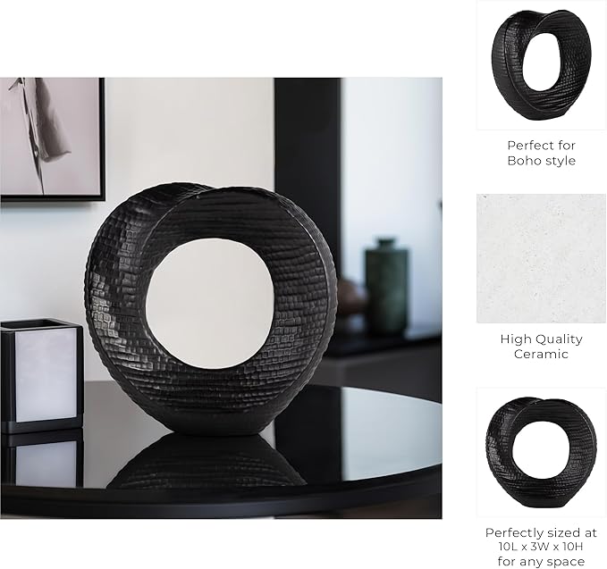 Modern Decorative Home Sculpture - Figurine Accent for Bathroom Decor, Office, or Any Room - Statement Piece for Living Room Decor on Shelf or Coffee Table as an Artful Ornament - 10" Black