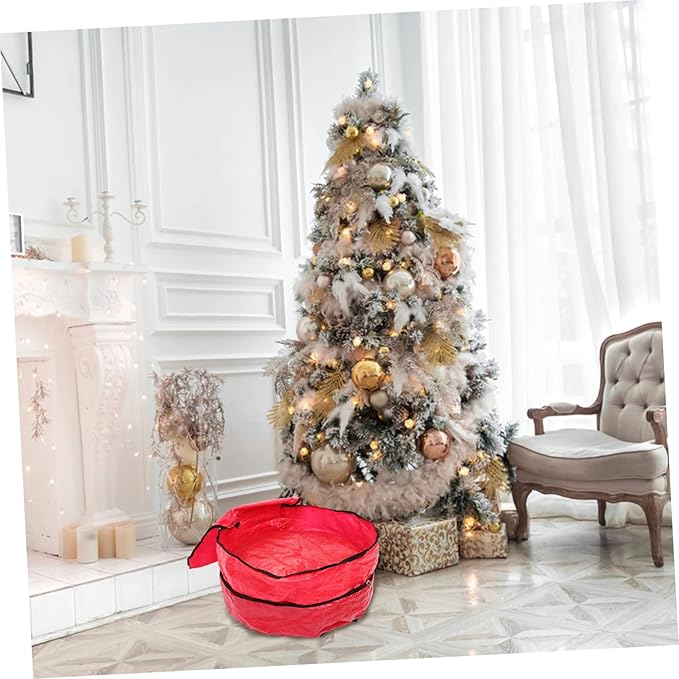 Christmas Wreath Storage Bag with Handle Double-Layer Pe Wreath Holder for and Portable Holiday Decoration Organizer