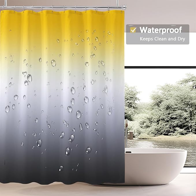 LLSCL Fabric Shower Curtain Liner with Magnets, Waterproof Hotel Quality, 72 x 72 Machine Washable