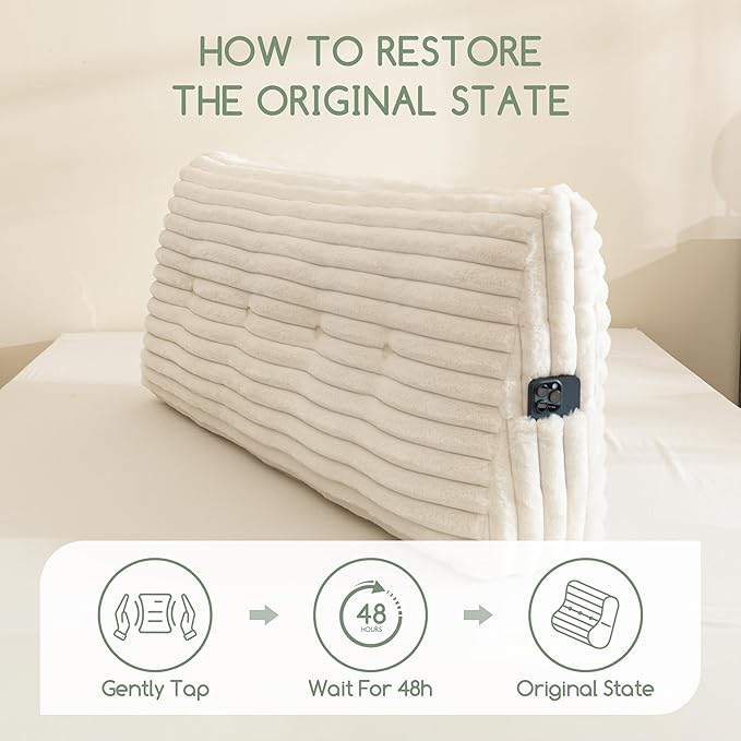 HIGOGOGO Triangular Headboard Wedge Pillow with 2 Cylindrical Pillows and Memory Foam Filling, Daybed Pillows for Sitting up, Reading or Working with Removable Cover,King 76"x19.7"