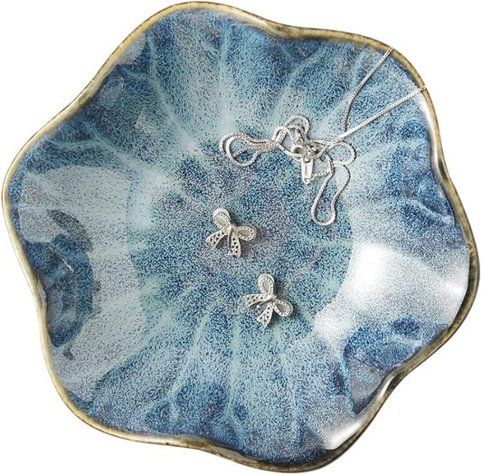 Mecaikru Jewelry Dish, Ceramic Trinket Tray, Small Ring Dish Holder, Key Bowl, Home Decoration for Friends Sisters Mother